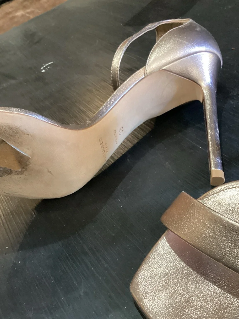 Saint Laurent Bronze Metallic Strappy Heels - Picture 2 of 6